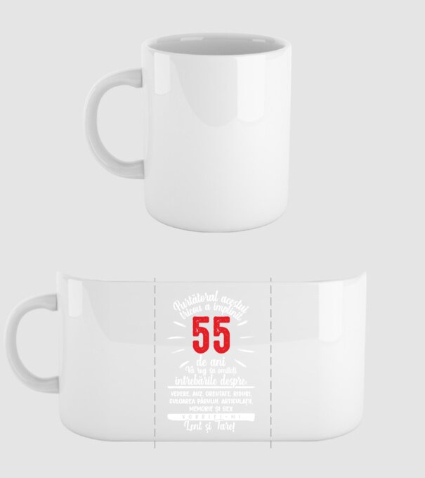 Purtătorul acestui tricou a împlinit: 55 de ani model alb pe tricou
