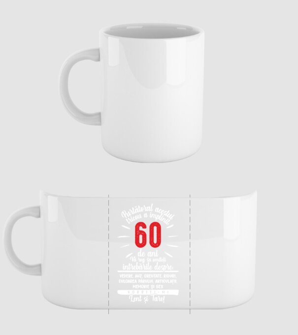 Purtătorul acestui tricou a împlinit: 60 de ani model alb pe tricou