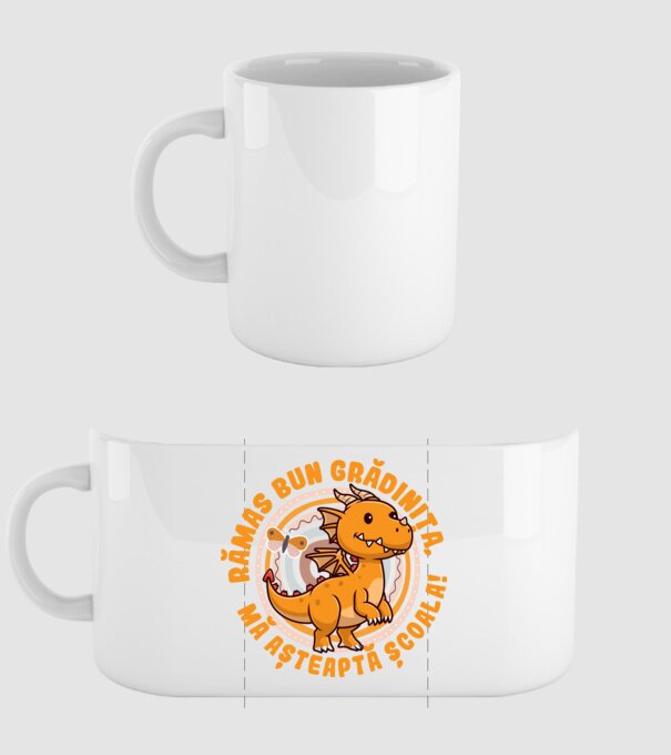 Rămas bun grădiniță, mă așteaptă școala! model alb pe tricou