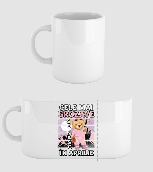 RETRO teddy fetişcană APRILIE model alb pe tricou