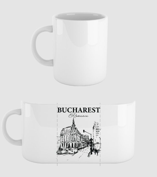 România Bucharest vintage model alb pe tricou