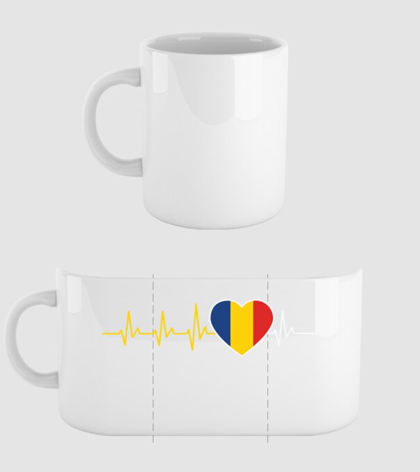 România heartbeat model alb pe tricou