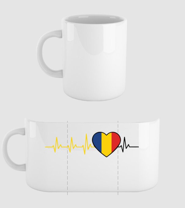 România heartbeat model alb pe tricou