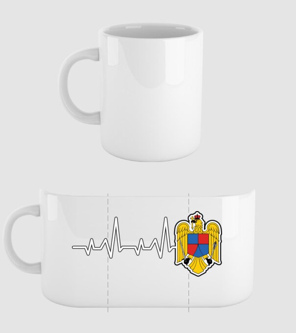 ROMANIA heartbeat model alb pe tricou