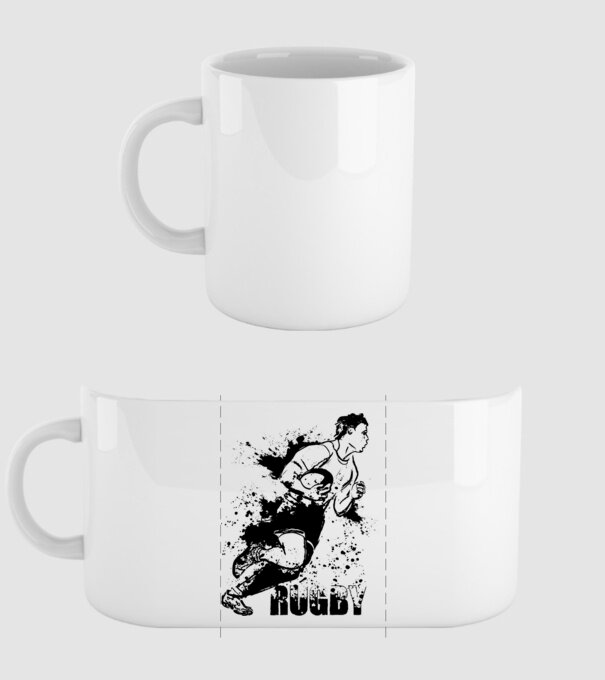 Rugby model alb pe tricou