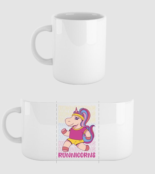 Runnicorns model alb pe tricou