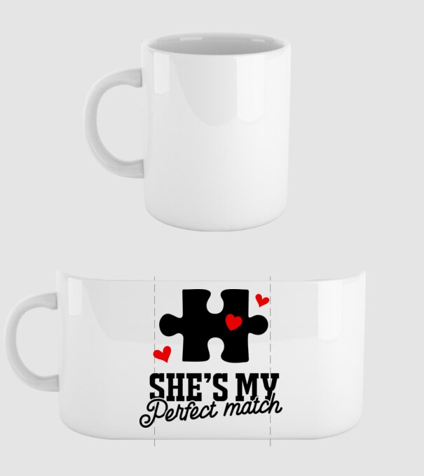 She is my perfect match model alb pe tricou