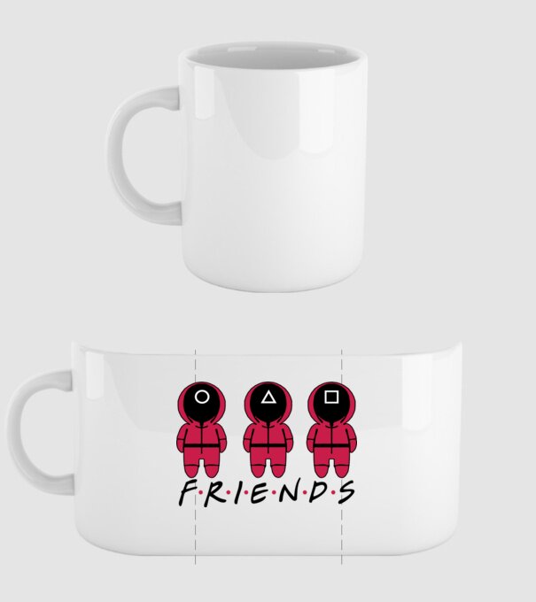 squid game friends model alb pe tricou