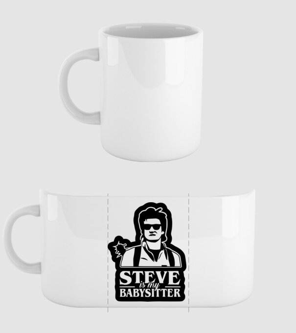 steve is my babysitter model alb pe tricou