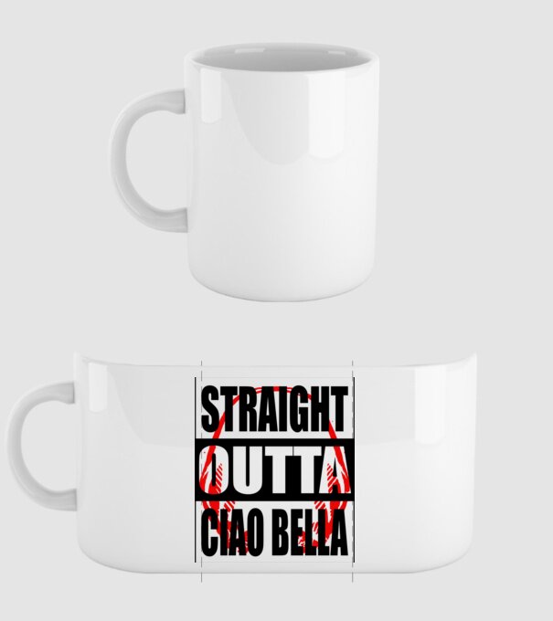 straight outta bella ciao model alb pe tricou