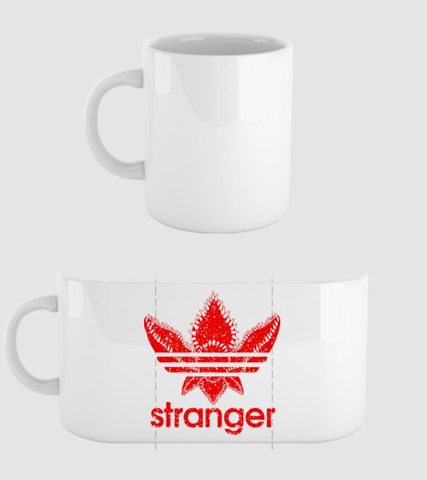 stranger logo red model alb pe tricou