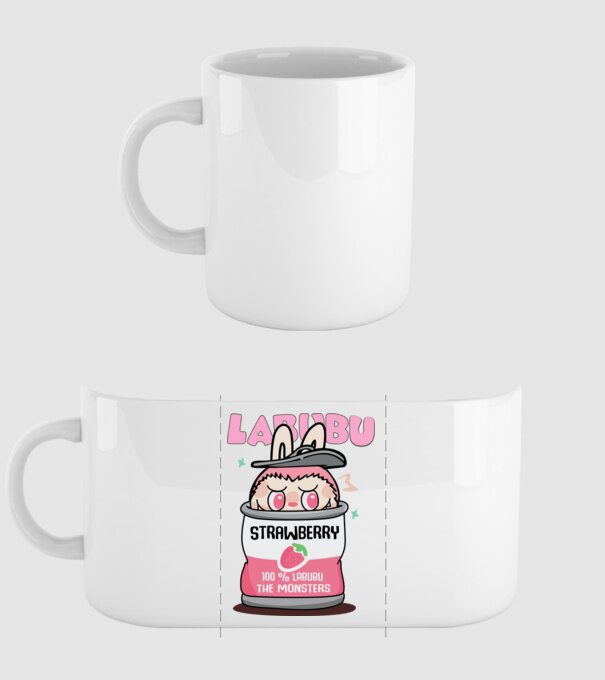 Strawberry Labubu model alb pe tricou