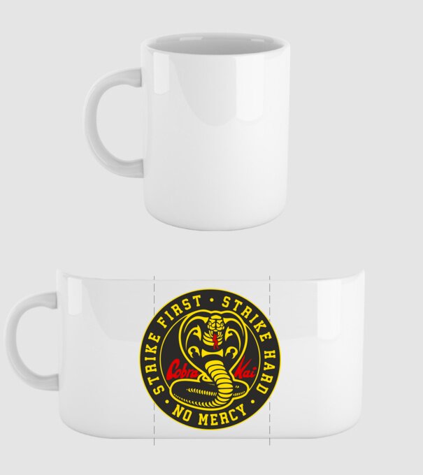 Strike first strike hard cobra kai model alb pe tricou