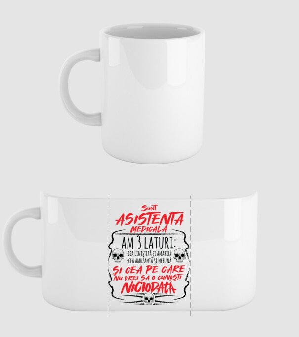 Sunt asistentă medicală am 3 laturi model alb pe tricou