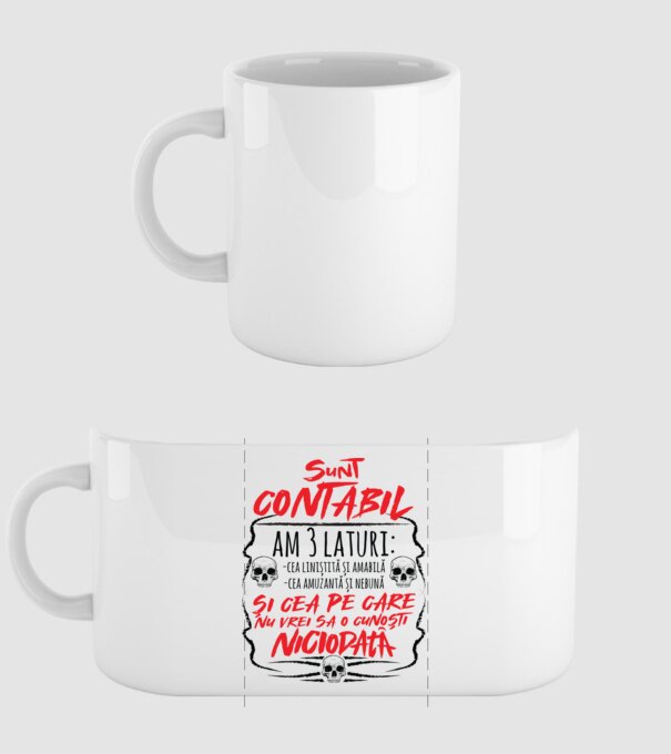 sunt contabil am 3 laturi model alb pe tricou