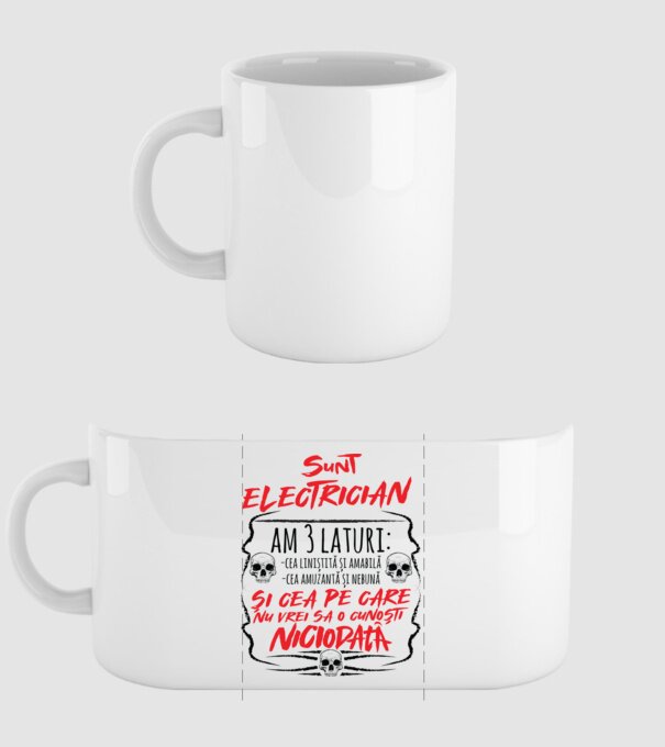 sunt electrician am 3 laturi model alb pe tricou