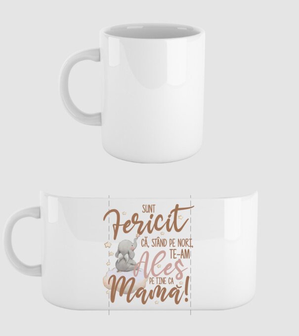 Sunt fericit că, stând pe nori, te-am ales pe tine ca mamă! model alb pe tricou