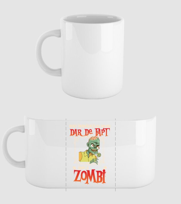 sunt îmbrăcat ca un om, dar de fapt sunt un zombi model alb pe tricou