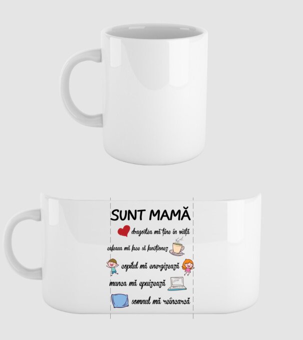 Sunt mamă, dragostea mă ține în viață, cafeaua mă face să funcționez, copilul mă energizează, munca mă epuizează, somnul mă reîn model alb pe tricou