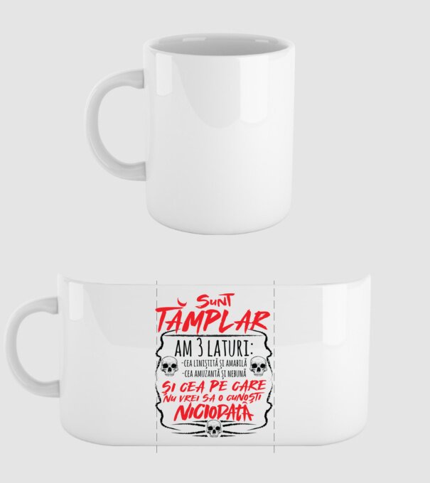 sunt tâmplar am 3 laturi model alb pe tricou