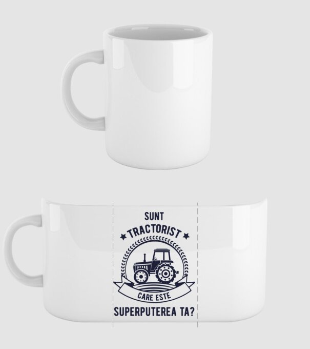 Sunt tractorist, care este superputerea ta? model alb pe tricou