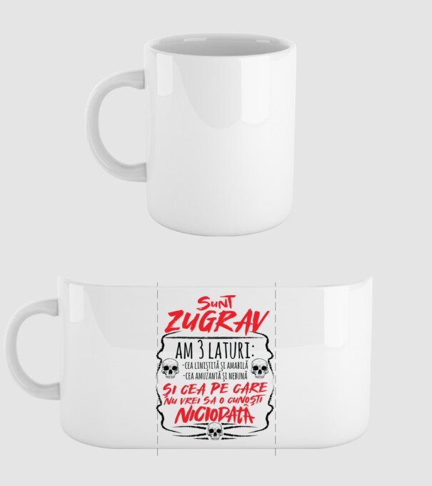 sunt zugrav am 3 laturi model alb pe tricou