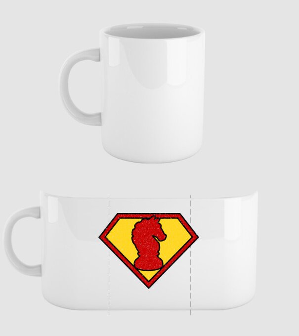 SuperChess cal de șah model alb pe tricou