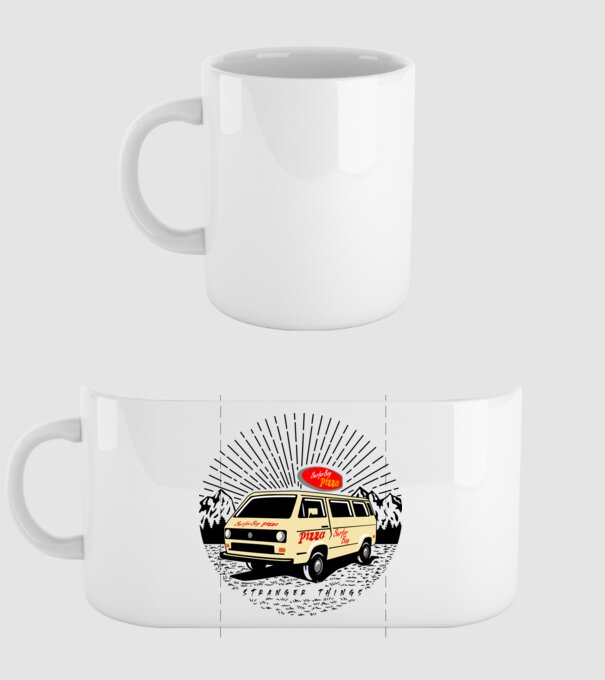 surfer boy pizza bus stranger things model alb pe tricou
