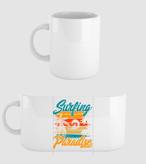 Surfing Paradise model alb pe tricou