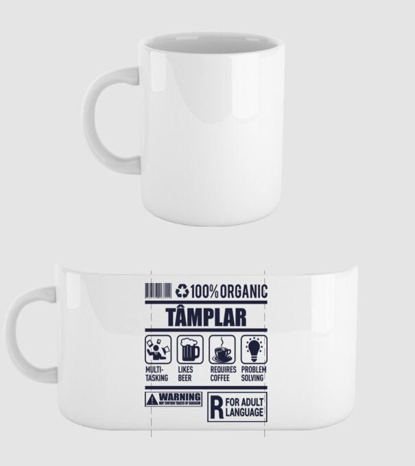 TÂMPLAR model alb pe tricou