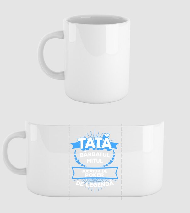 TATĂ - bărbatul, mitul, jucător poker de legendă model alb pe tricou