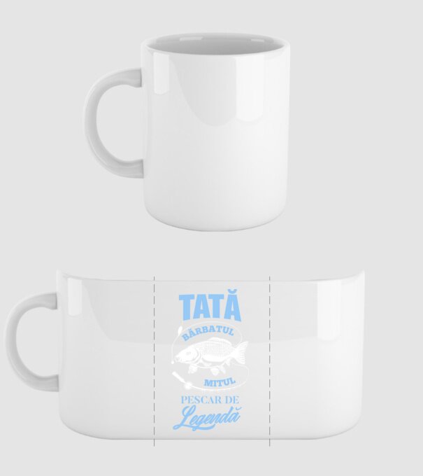tată - bărbatul, mitul, pescar de legendă model alb pe tricou