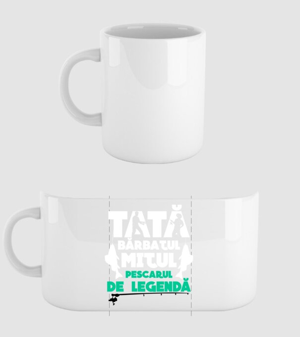 Tată - bărbatul, mitul, pescarul de legendă model alb pe tricou