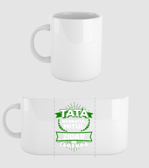 Tată - bărbatul, mitul, zidar de legendă model alb pe tricou