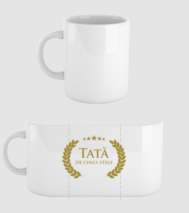 Tată de cinci stele model alb pe tricou