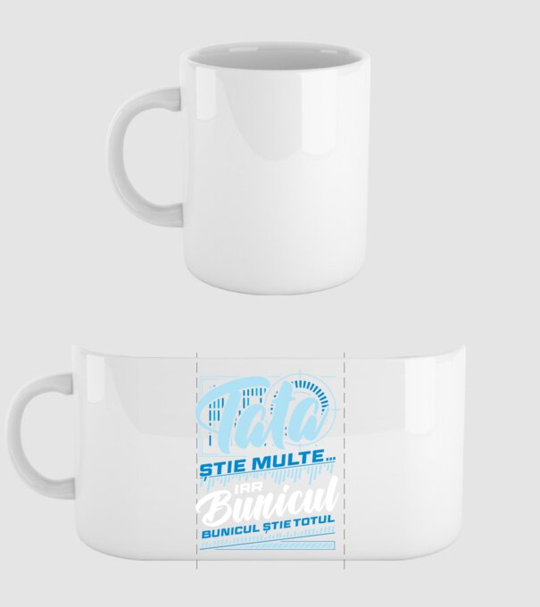 Tata știe multe iar bunicul știe totul model alb pe tricou