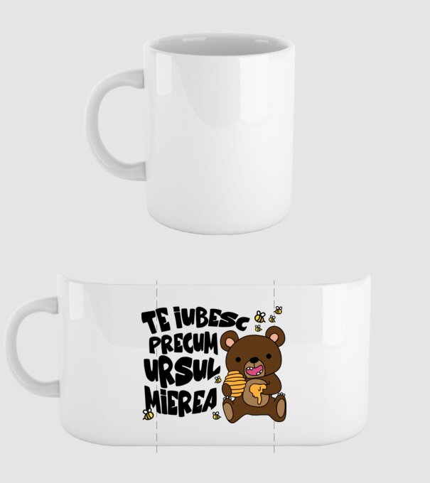 te iubesc precum ursul mierea model alb pe tricou