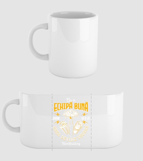 Cu o echipă bună, chiar și o zi grea devine ușoară - team building model alb pe tricou