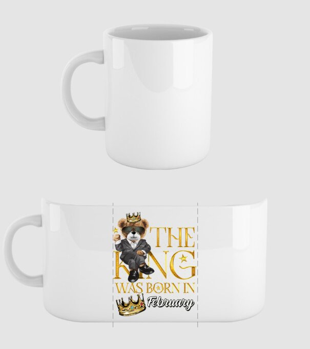The king was born int FEBRUARY model alb pe tricou