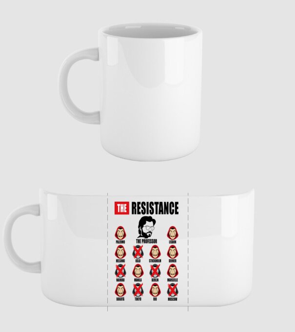 the resistance la casa de papel white model alb pe tricou