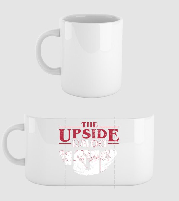 the upside down logo model alb pe tricou