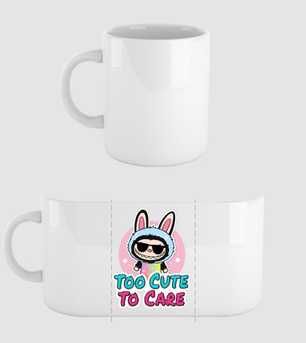 Too cute to care model alb pe tricou