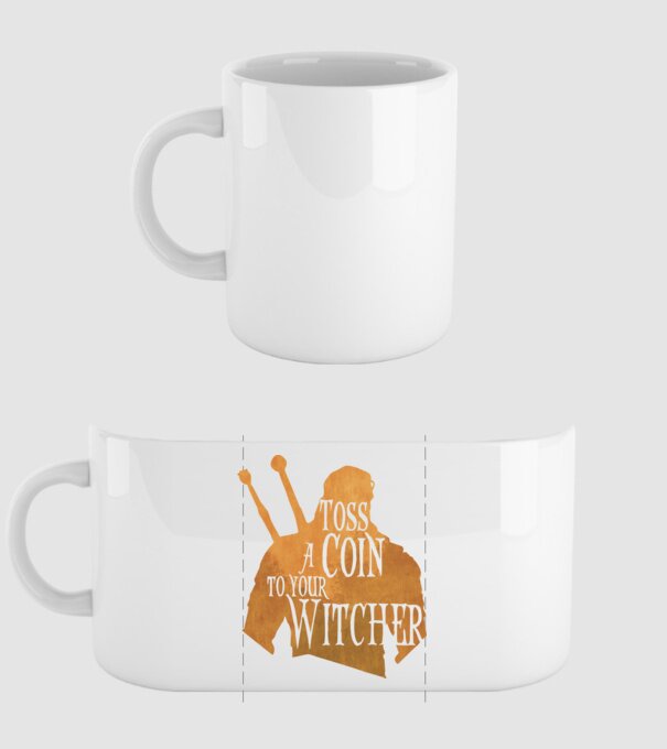 Toss a Coin to your Witcher model alb pe tricou