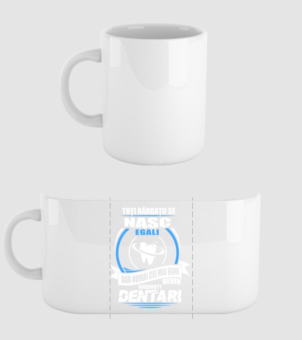 Toți bărbații se nasc egali igieniști dentari model alb pe tricou