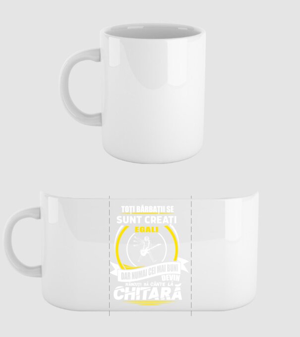Toți bărbații se nasc egali născuți să cânte la chitară model alb pe tricou