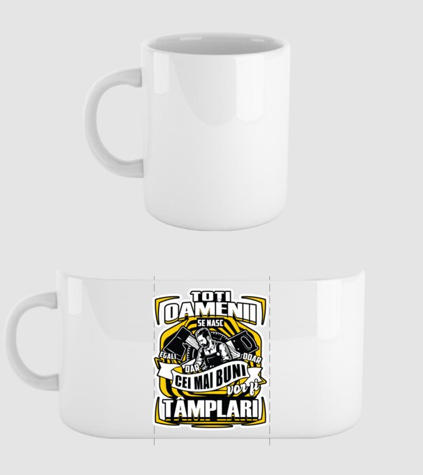 Toți oamenii tâmplari model alb pe tricou
