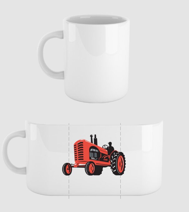 TRACTOR model alb pe tricou