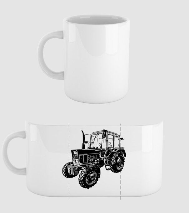 TRACTOR model alb pe tricou