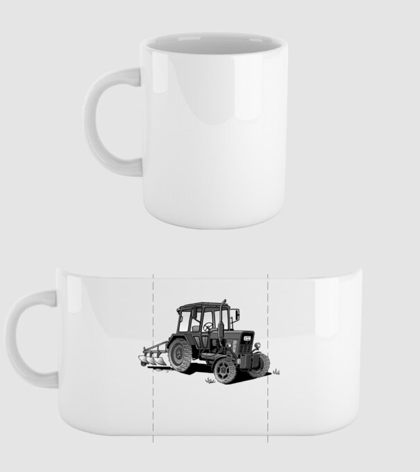 TRACTOR model alb pe tricou