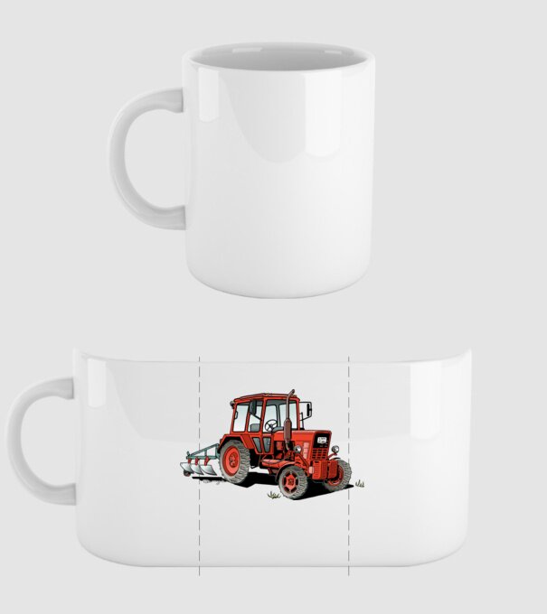 TRACTOR model alb pe tricou